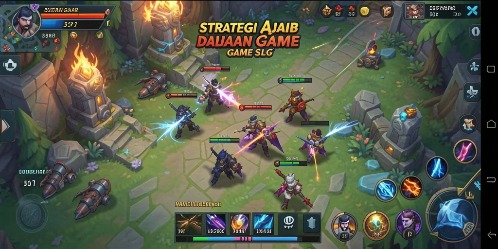 Tampilan pertarungan epik dalam game SLG 55RP.