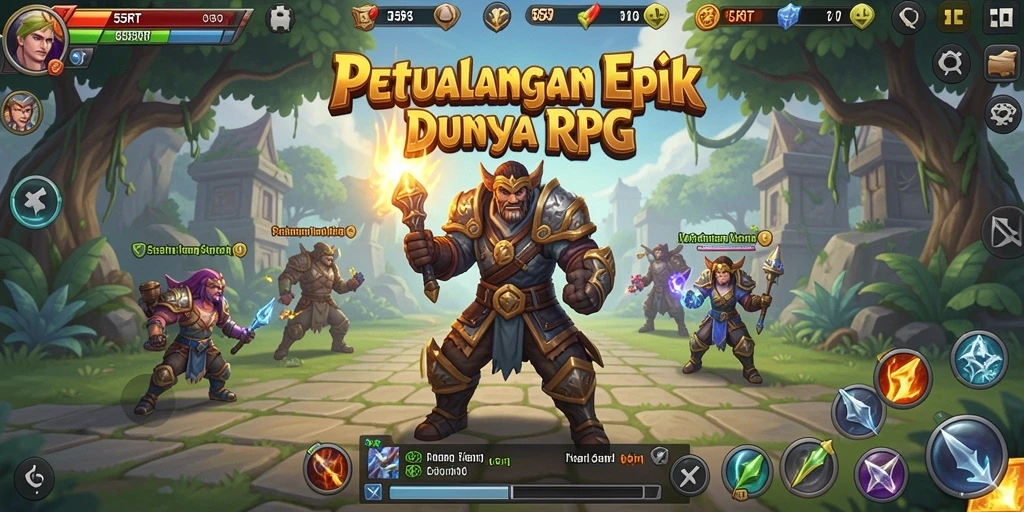 Screenshot menampilkan aksi seru dalam petualangan RPG 55RT.