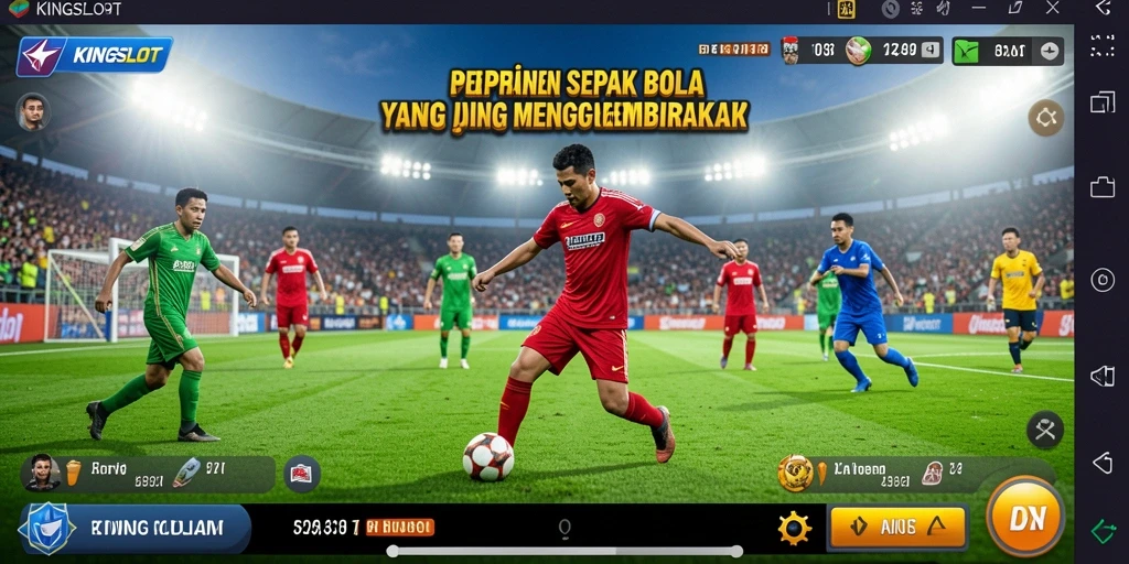 Tangkapan layar KINGSLOT menampilkan aksi pertandingan sepak bola yang mendebarkan.
