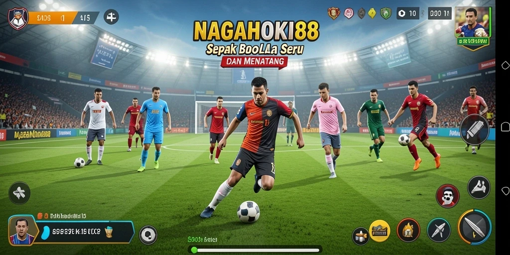 Screenshot utama NAGAHOKI88 yang menampilkan gameplay sepak bola yang seru.