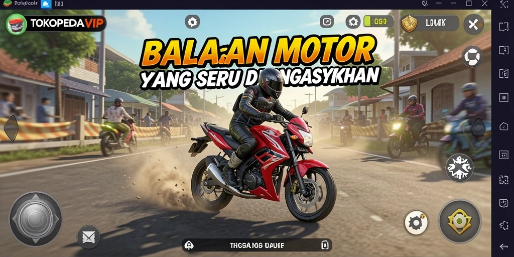 Gameplay seru TOKOPEDIAVIP dengan balapan motor yang mendebarkan.